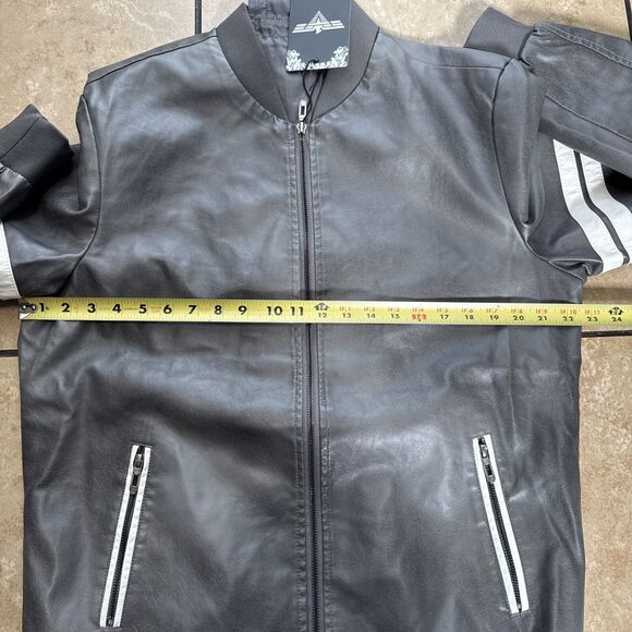 V.I.P. Collection Gray Mens Pleather Jacket Zip Up Size XL New With Tags - Picture 16 of 16